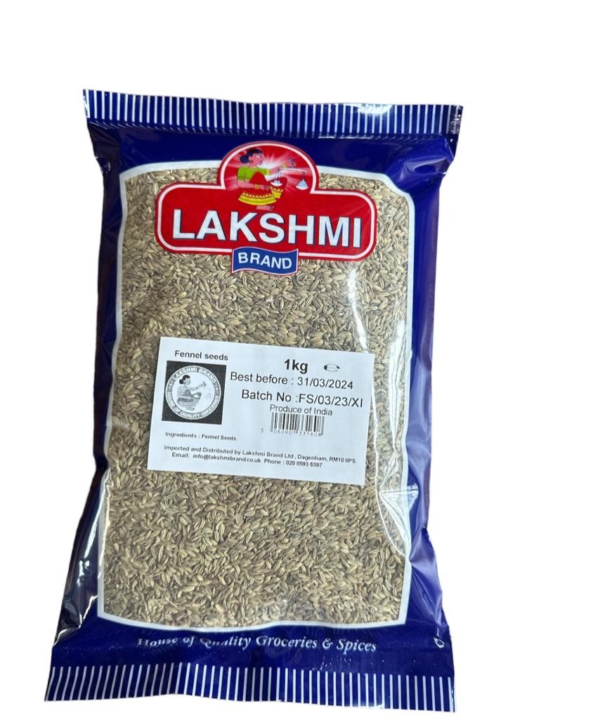 LAKSHMI BRAND-Natural Fennel Seeds, Small Thin Green Sauf for Best Cooking Asian Herbs and Spices 1kg