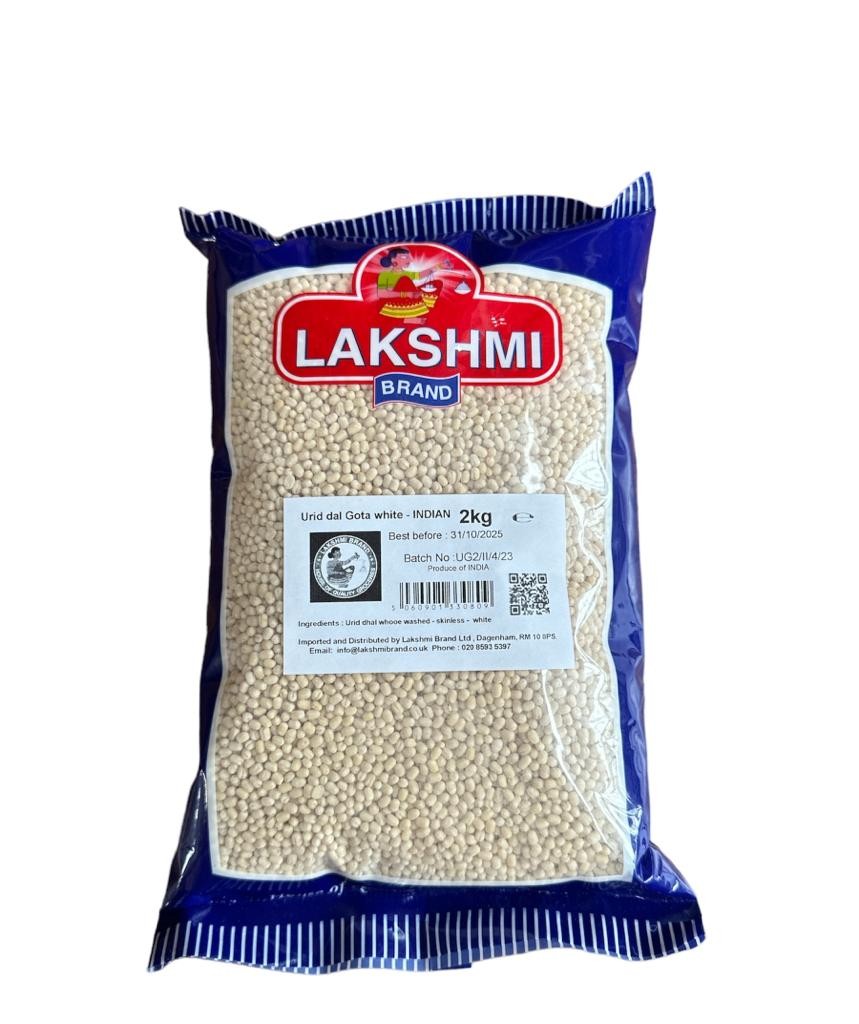 LAKSHMI BRAND-Urad Gota white Whole- Washed Dal 2Kg , Uluntham Paruppu , Ulunthu Urid Gota , Mulu-Ulunthu Lentils for Cooking