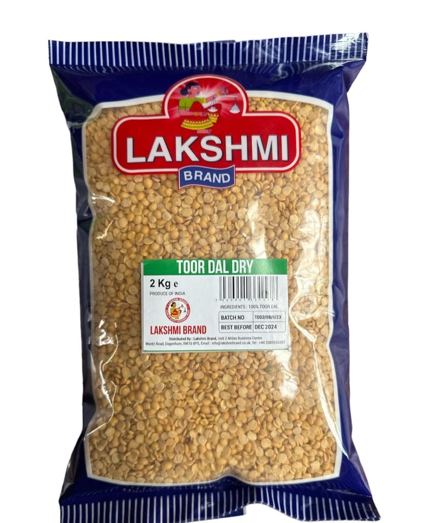 Lakshmi Brand -Toor Dal 2Kg , Thuvaram Paruppu, Thuvar Dal, Pegeon Pea That is Highly Nutritious & Minerals