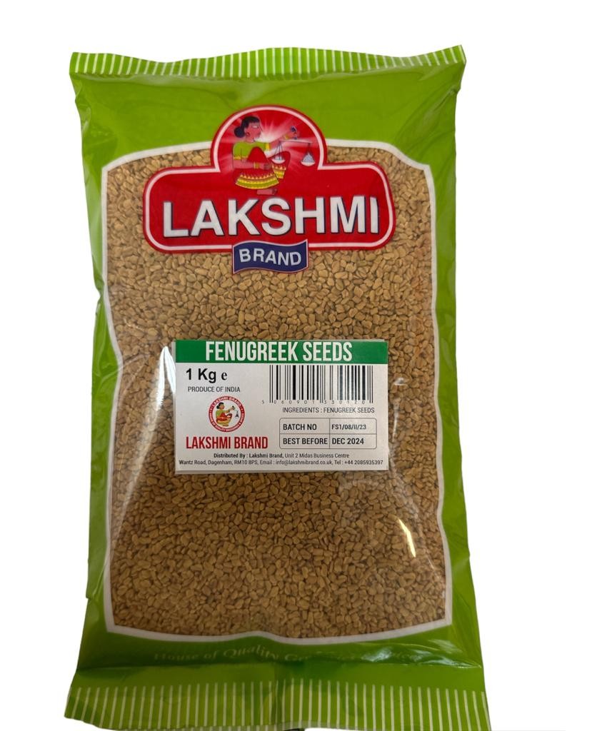 LAKSHMI BRAND-Natural Dried Fenugreek Seeds 1Kg, Whole Methi Dana/Sabut Venthayam, Mente kalu, Mentulu, Uluva for Nourished Diet.